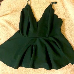 Peplum shirt dark green almost emerald